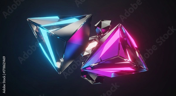 Fototapeta Glowing orbs & crystals illustration