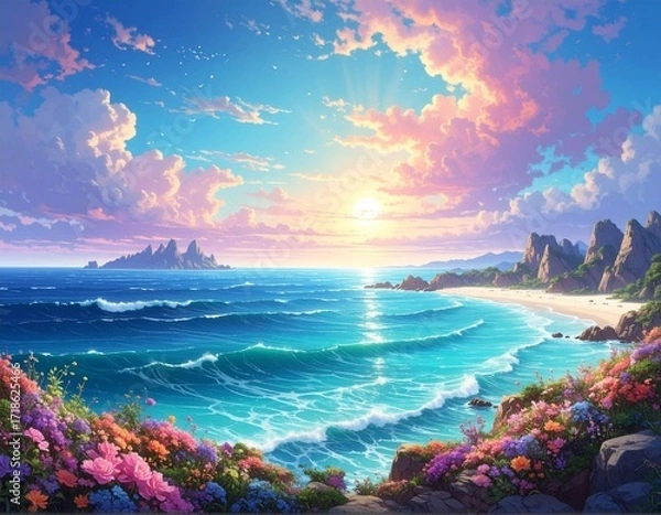 Obraz 美しい海と太陽イメージ