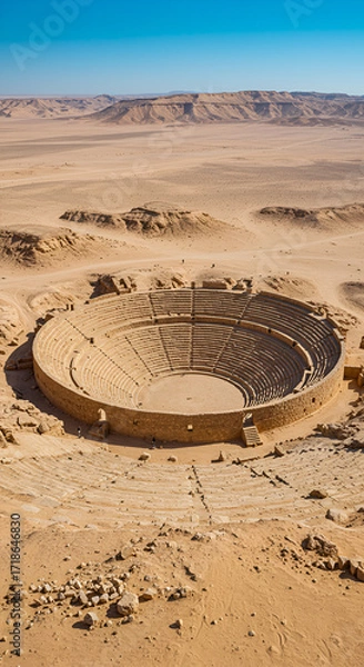 Fototapeta Echoes of ancient voices A breathtaking desert amphitheater weathered by time under a vast clear sky photographed in