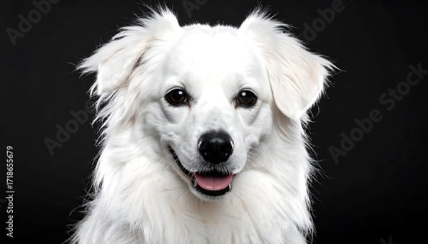 Fototapeta Close-up portrait of a fluffy white dog