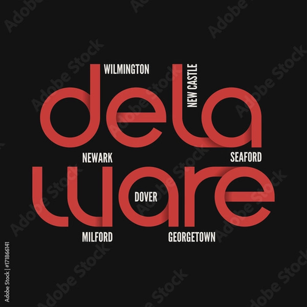Fototapeta Delaware state. T-shirt and apparel vector design, print, typography, poster, emblem.