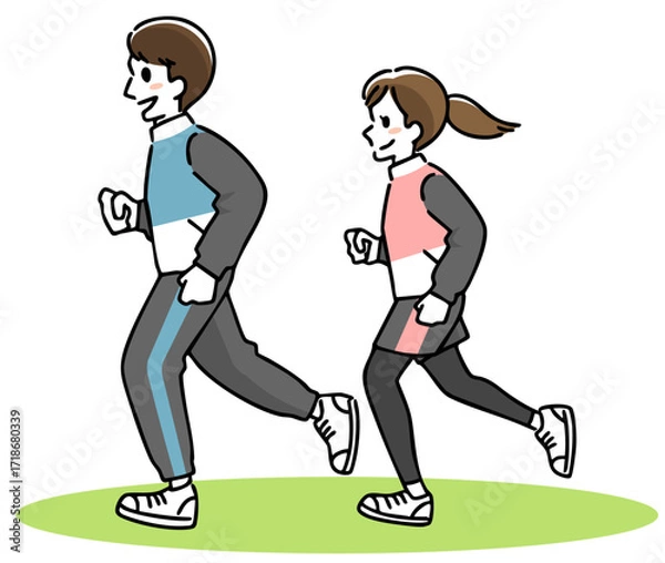 Obraz ジョギングする男女のイラスト