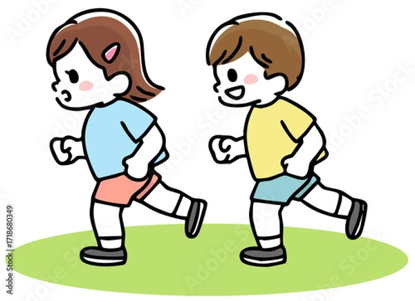 Obraz ジョギングする子供たちのイラスト