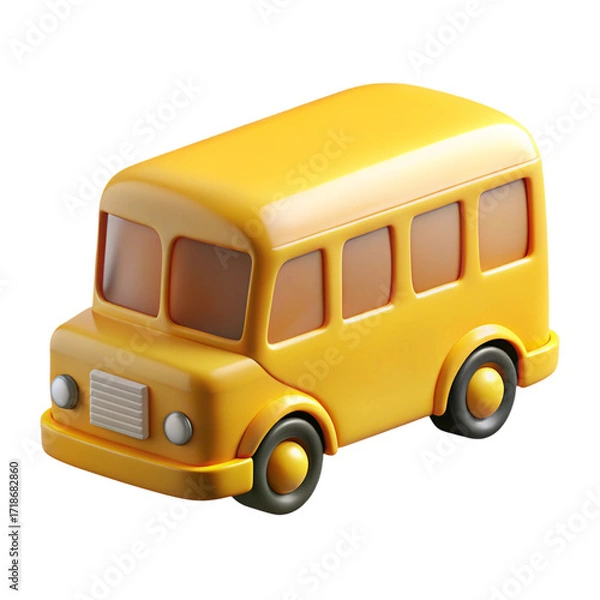 Fototapeta 3D Render of a Yellow School Bus on Transparent Background for Design Projects