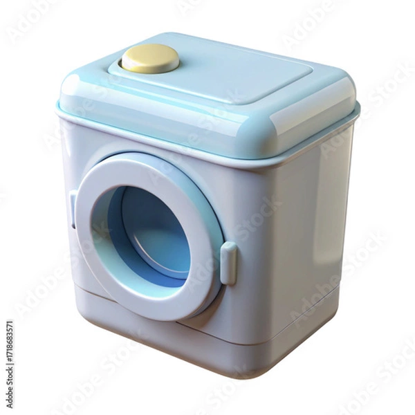 Fototapeta 3D Rendering of Toy Washing Machine on Transparent Background, Laundry Appliance