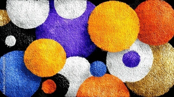 Fototapeta Colorful fluffy textured circles abstract background art illustration vibrant playful design.