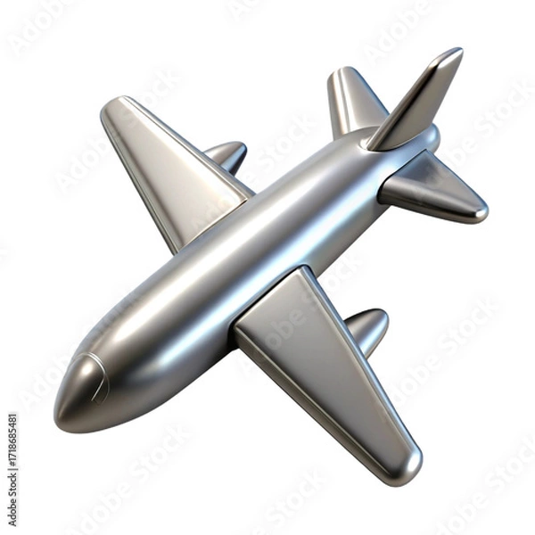 Fototapeta Metallic Airplane Illustration on Transparent Background Simple Design for Travel Themes