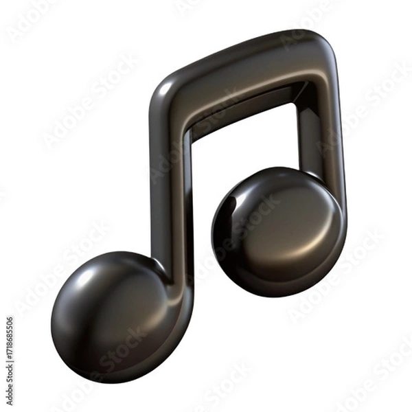 Fototapeta Metallic Eighth Note Music Symbol on Transparent Background for Artistic Design Projects