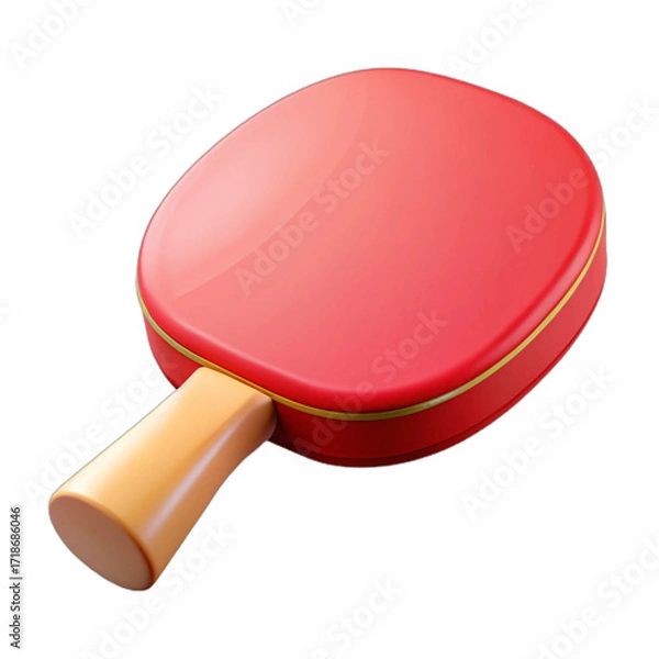 Fototapeta Red Ping Pong Paddle with Tan Handle on Transparent Background Stock