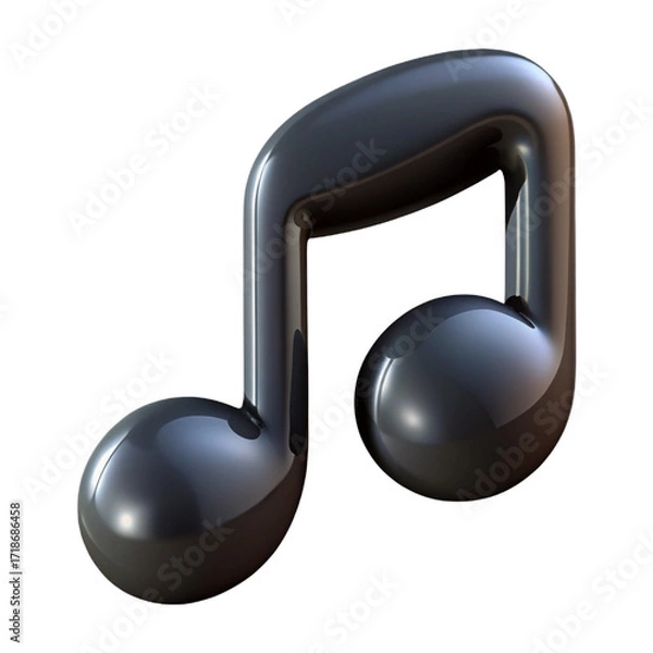 Fototapeta Shiny Silver Music Note on Transparent Background for Creative Designs and Projects