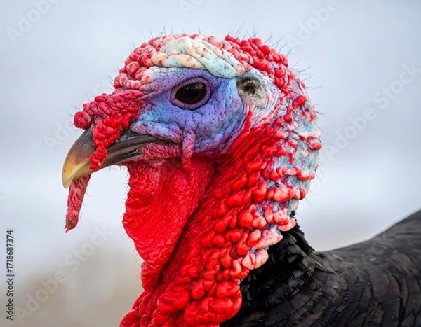 Fototapeta Close-up portrait of a wild turkey's head