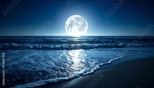 Fototapeta Moonlight beach scene