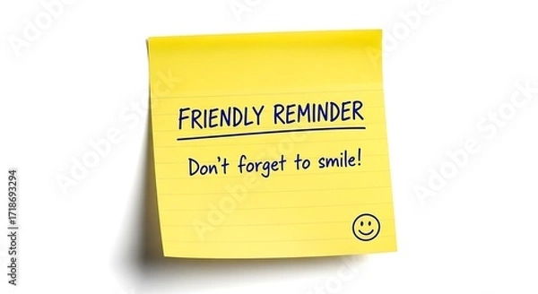 Obraz A bright yellow sticky note with a friendly reminder to smile.