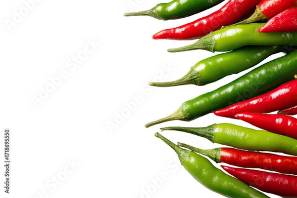 Obraz Close-up of red and green chili peppers