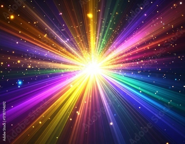 Fototapeta ゴールドと虹色の光線効果背景画像素材