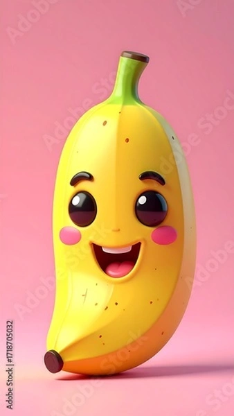 Fototapeta Cute banana with a happy face