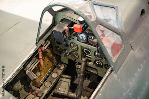 Obraz 飛行機 コックピット パイロット 計器 アナログ 操縦