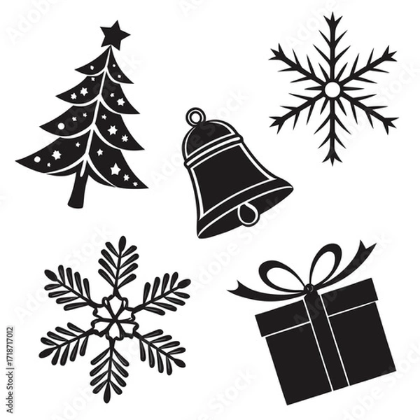 Fototapeta Christmas Icons Grouped Together tree snowflake