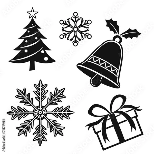 Fototapeta Christmas Icons Scattered Arrangement tree snowflake