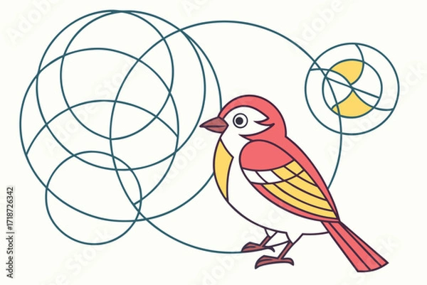 Fototapeta Stylized Sparrow with Geometric Design Elements Keywords: bird, sparrow, geometric, abstract