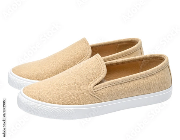 Fototapeta “Casual Slip-On Canvas Shoes in Minimalist Style, isolated on a transparent background”.