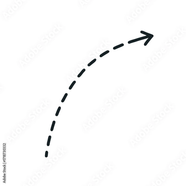 Fototapeta Follow the dotted path to success with this simple, directional arrow, perfect for infographics, presentations, and branding that points to the future