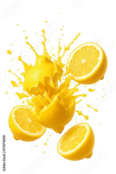 Obraz Exploding Lemons Burst high quality realistic image.