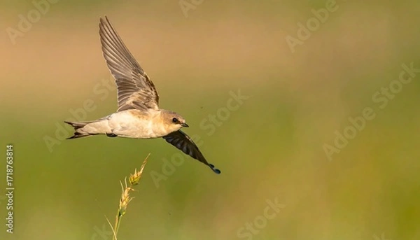 Fototapeta Bird in flight over tall grass