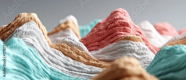 Fototapeta An abstract landscape of pastel colored fabric with detailed texture evokes a sense of soft hills and gentle undulating topography around.