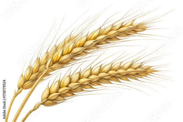 Fototapeta Ear of wheat spikelet isolated on white or transparent background
