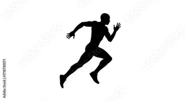 Fototapeta Powerful Silhouette of a Runner: Dynamic Action Pose, Athletic Build, Black and White Minimalist Design, Ideal for Sports, Fitness, and Health Branding,  Perfect for Website Banners, Logos, and Mar...