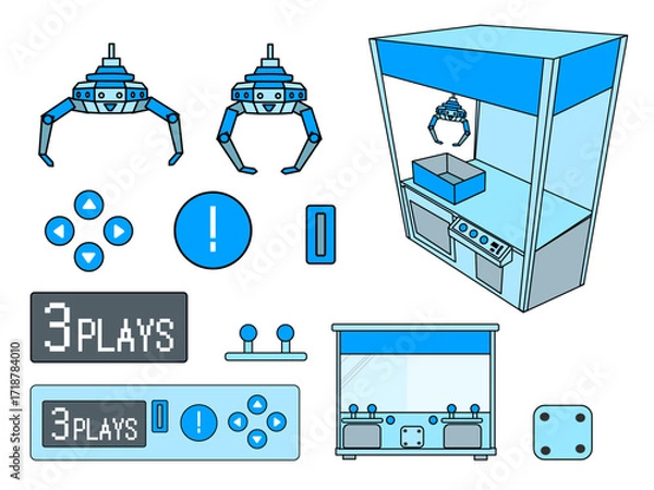 Fototapeta レトロなUFOキャッチャーとアーケードボタン