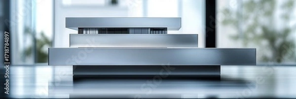 Fototapeta Abstract architecture model shines With interior design, minimal geometric design
