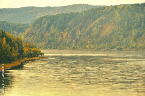 Obraz река осень