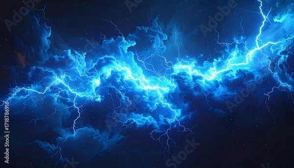 Obraz Electric blue lightning streaks across a dark, stormy sky
