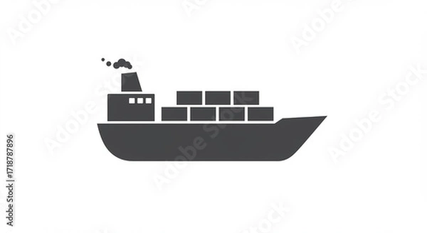 Fototapeta Cargo Ship Icon: A Simple, Modern Vector Illustration of a Container Vessel, Ideal for Shipping, Logistics, and Transportation Designs. This high-quality grayscale icon features a detailed depictio...