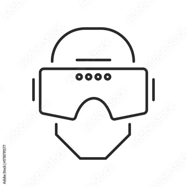 Fototapeta Modern vector icon of augmented and virtual reality headset goggles. Editable stroke design representing technology, innovation, gaming, cyberspace, wearable eyewear, entertainment, futuristic.