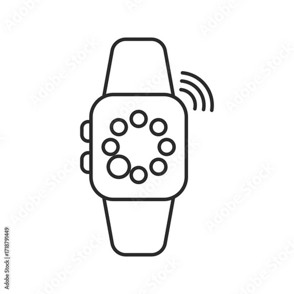 Fototapeta Modern smartwatch vector illustration with thin outline design, representing wearable technology, fitness tracking, digital communication, and mobile interface. Perfect for apps, web, logos, lifestyle