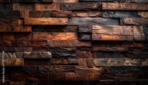 Obraz Rustic Wood Wall Texture with Rich Colors and Grain.