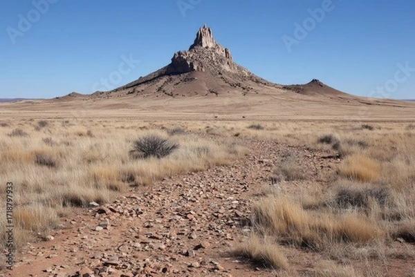Obraz Desert landscape with prominent butte