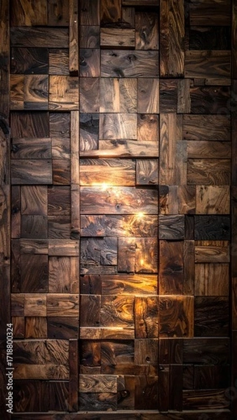 Obraz Rustic Wooden Wall Art A Textured Mosaic of Warm Tones.