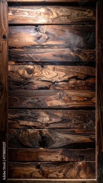 Obraz Rustic Wooden Wall Panel with Rich Textures and Warm Tones.