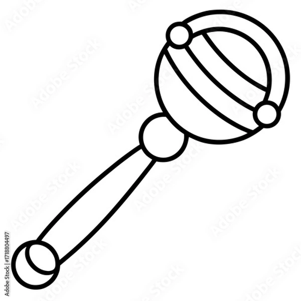 Fototapeta Cute Rattle Toy Vector Icon | Baby Toy Outline AI Graphics Design File