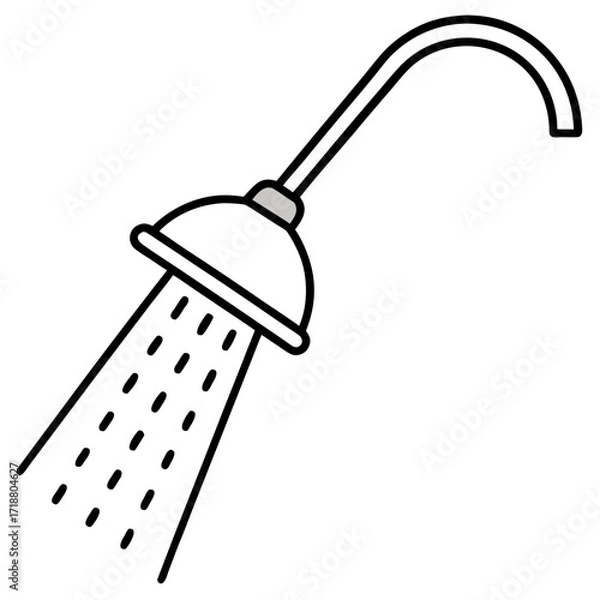 Fototapeta Minimalist Showerhead Icon Vector | AI Graphic Design File for Bathroom and Plumbing Projects 