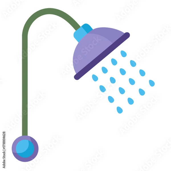 Fototapeta Minimalist Showerhead Icon Vector | AI Graphic Design File for Bathroom and Plumbing Projects 