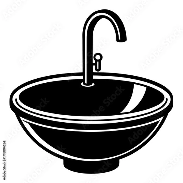Fototapeta Modern Sink with Faucet Vector Icon | Clean AI Graphics Design File for Microstock