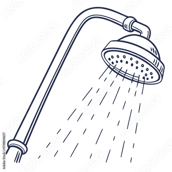 Fototapeta Minimalist Showerhead Icon Vector | AI Graphic Design File for Bathroom and Plumbing Projects 