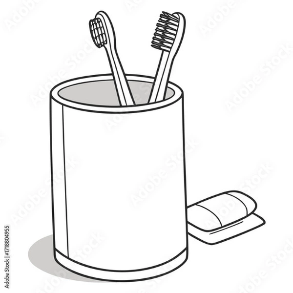 Fototapeta Toothbrush Holder Vector Icon | Minimalist Bathroom Accessory AI Design File