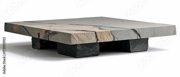 Fototapeta Square stone coffee table with sculpted base