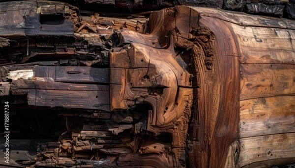 Obraz Weathered Wood Grain A CloseUp of Decaying Timber Structure.